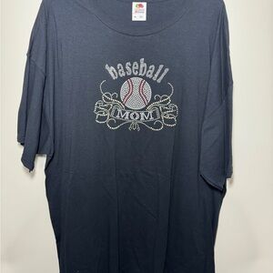 NWOT Embellished Fancy Baseball Mom Black T Shirt Plus Size 3X